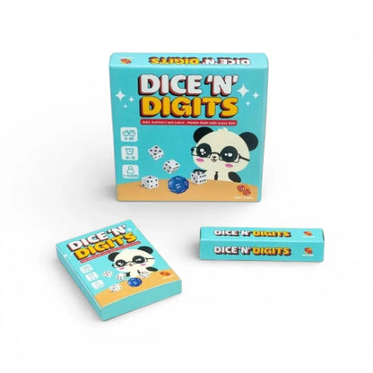Dice 'n' Digits Math Learning Card Game with Challenge Cards and Dice Set, Educational Number Game