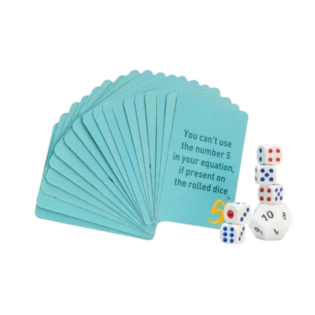 Dice 'n' Digits Math Learning Card Game with Challenge Cards and Dice Set, Educational Number Game
