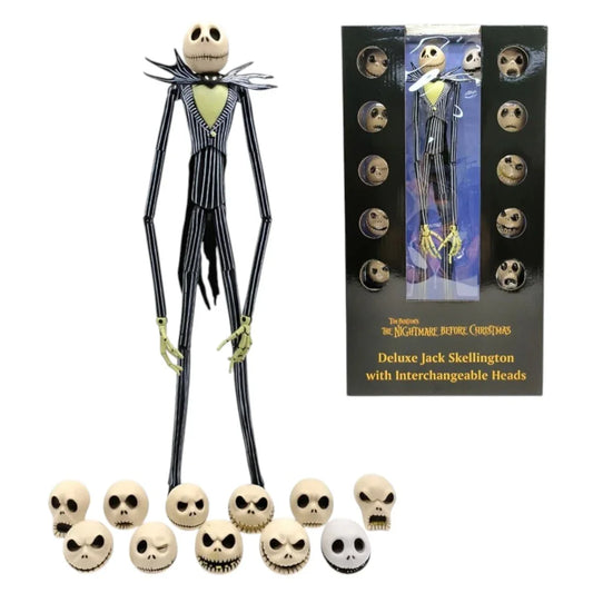 The Nightmare Before Christmas Deluxe Jack Skellington Action Figure with Interchangeable Heads 13 Inch – Tim Burton Collectible Figure