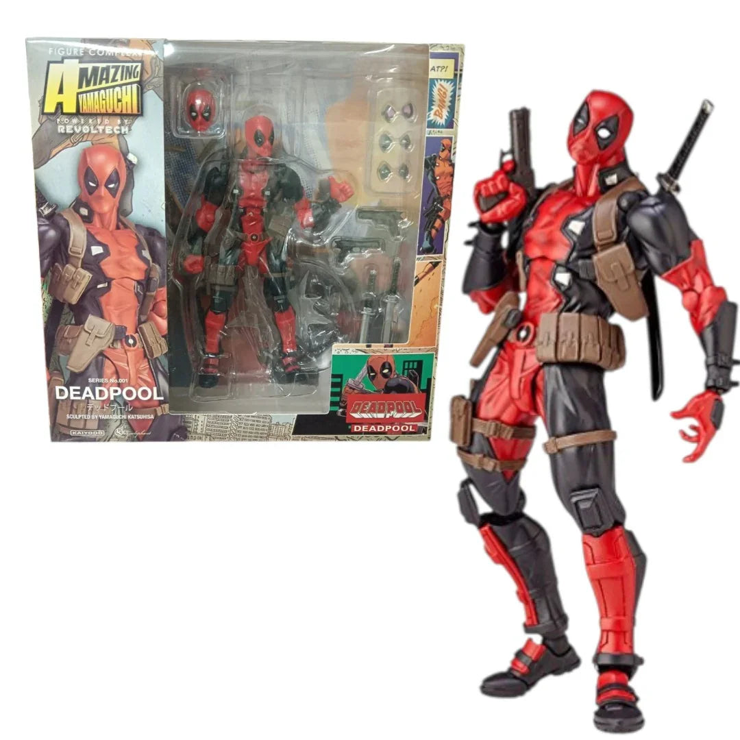 Amazing Yamaguchi Revoltech Deadpool Action Figure – Marvel Comics Collectible with Accessories 6 Inch | Kaiyodo Super Articulated Figure
