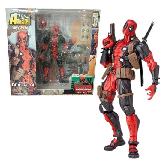 Amazing Yamaguchi Revoltech Deadpool Action Figure – Marvel Comics Collectible with Accessories 6 Inch | Kaiyodo Super Articulated Figure