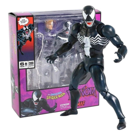 Marvel Venom Comic Version Action Figure – The Amazing Spider-Man Villain Collectible with Interchangeable Heads & Web Accessories