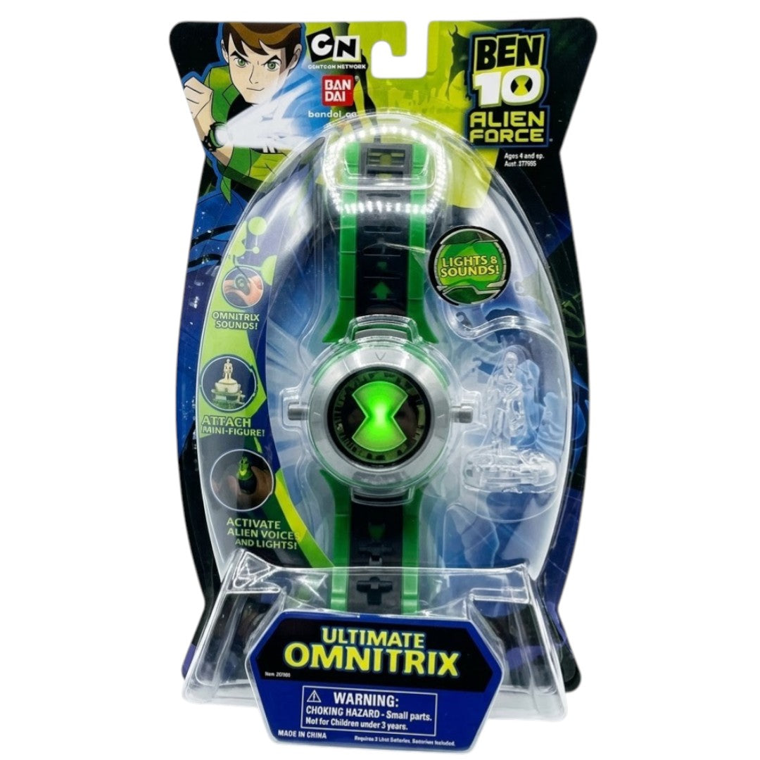 Ben 10 Alien Force Ultimate Omnitrix Watch Toy – Lights & Sounds Role Play Gadget with Mini Figure | Bandai Ben 10 Toy