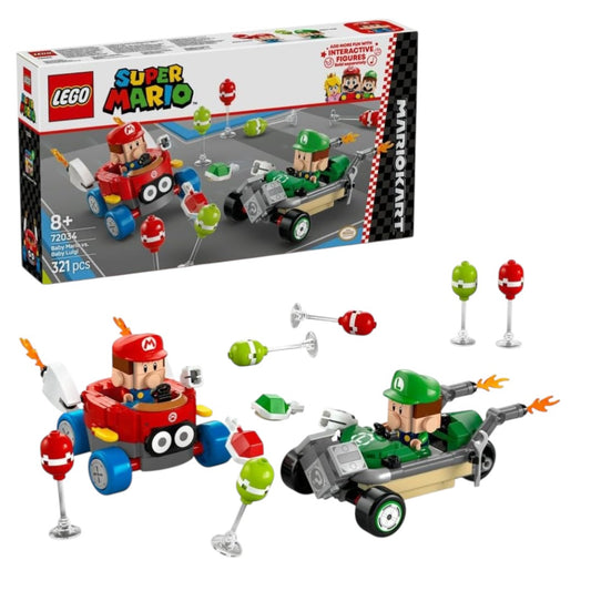 LEGO 72034 Super Mario Baby Mario vs Baby Luigi Mario Kart Set – 321 Pieces Racing Building Kit