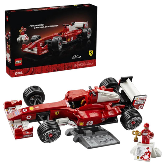 LEGO 11375 Icons Ferrari F2004 & Michael Schumacher Building Set – Formula 1 Collector Model, 735 Pieces