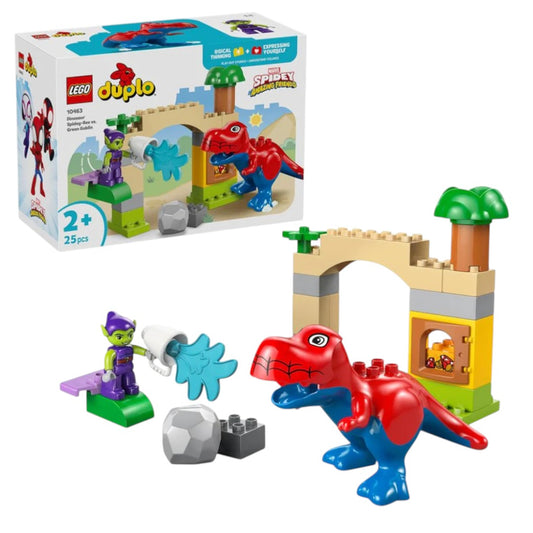 LEGO 10463 DUPLO Spidey Rex vs Green Goblin Dinosaur Set – Toddler Building Toy, 25 Pieces