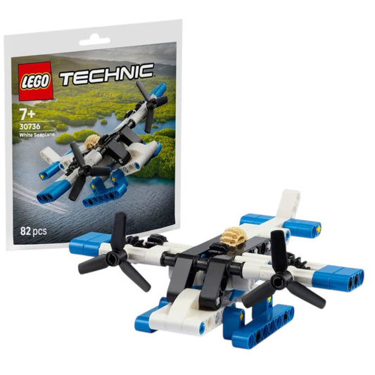 LEGO 30736 Technic White Seaplane Polybag – Mini Aircraft Building Toy, 82 Pieces