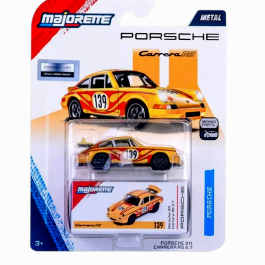 Majorette Porsche 911 Carrera RS 2.7 Diecast Car – 1:64 Scale Classic Model with Moving Parts