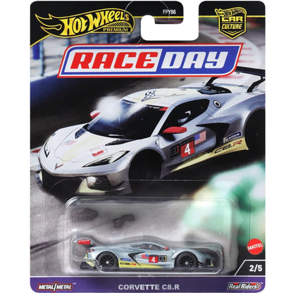Hot Wheels Premium Car Culture Race Day Corvette C8.R Diecast Car – 1:64 Scale Metal Model with Real Riders
