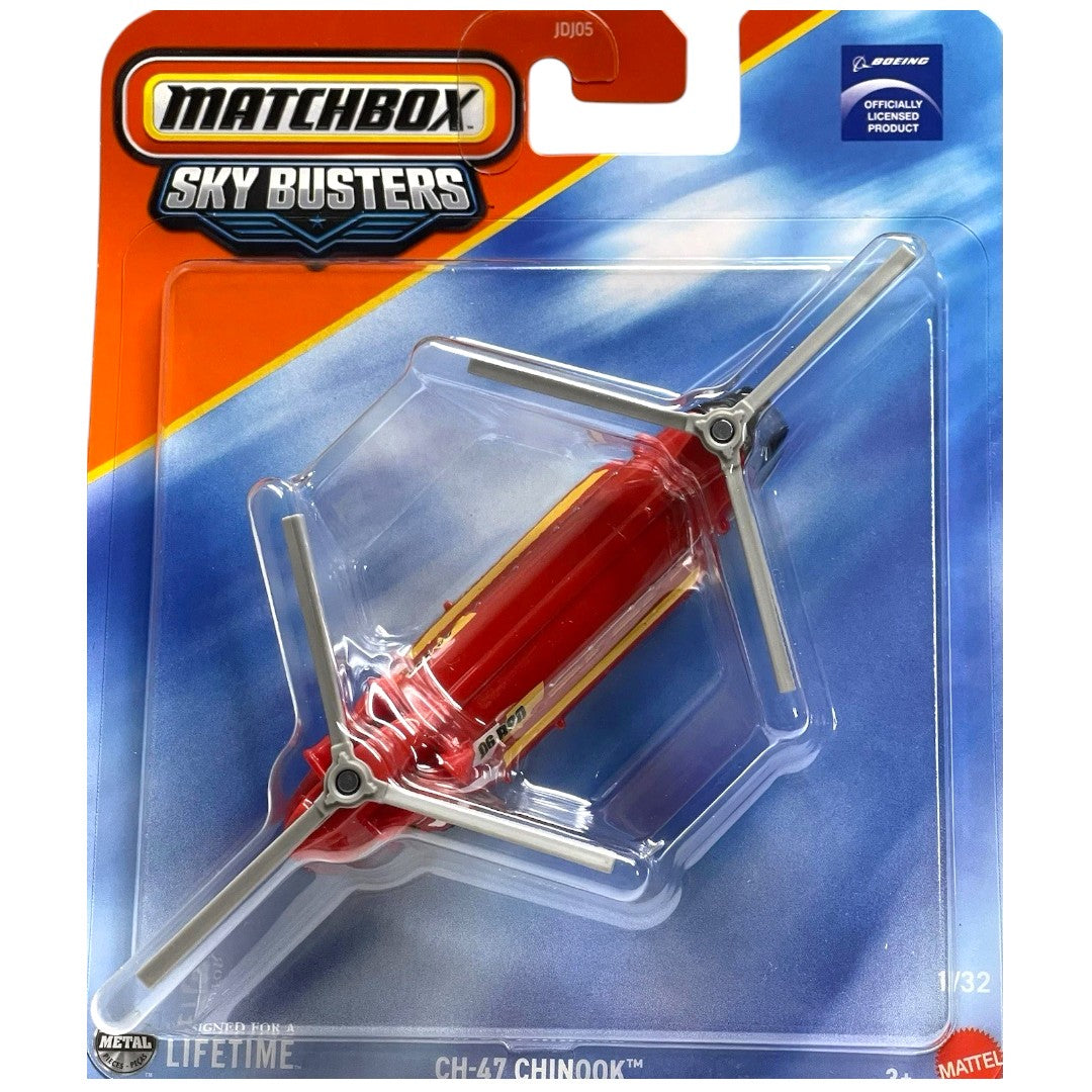 Matchbox Sky Busters CH-47 Chinook Helicopter – Diecast Military Aircraft Toy with Dual Rotors