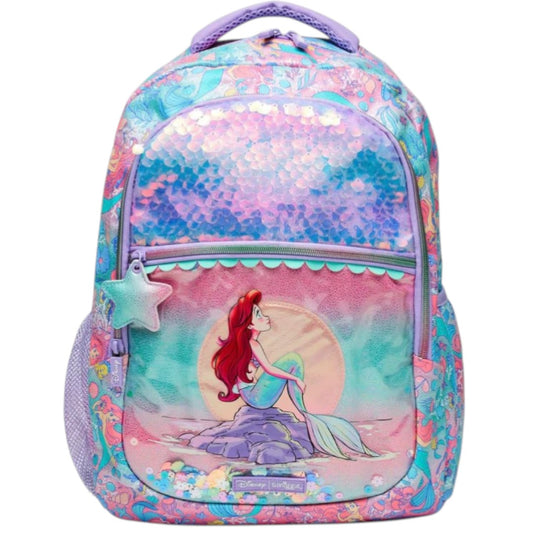 Smiggle Disney Ariel Backpack for Kids (42 CM) – Mermaid Sequin School Bag with Star Charm