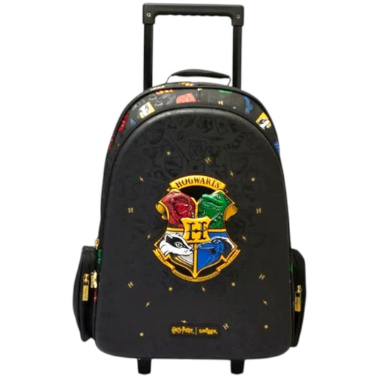 Smiggle Harry Potter Hogwarts Trolley Backpack for Kids (18 Inch) – Rolling School Bag with Wheels & Handle