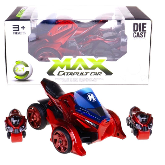 Max Catapult Car 2-in-1 Die Cast Transform Bike Toy – Push & Launch Action Vehicle for Kids (3+ Years)