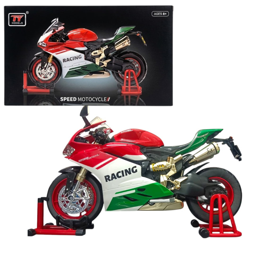 TY Models Speed Racing Motorcycle Die-Cast Bike Model with Display Stand – Premium Collectible Sports Bike (Ages 8+)