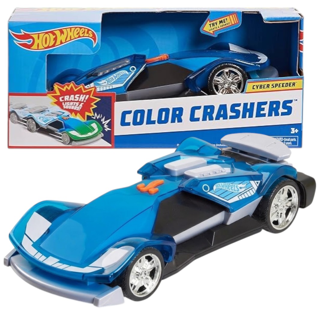 Hot Wheels Color Crashers Cyber Speeder – Crash Action Car with Lights & Sounds (3+ Years)