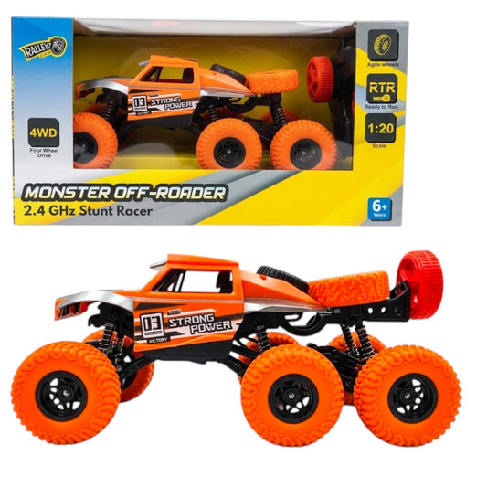4WD Monster Off-Roader RC Stunt Car 1:20 – 2.4GHz Remote Control Off-Road Truck with Big Wheels (Rechargeable, 6+ Years)