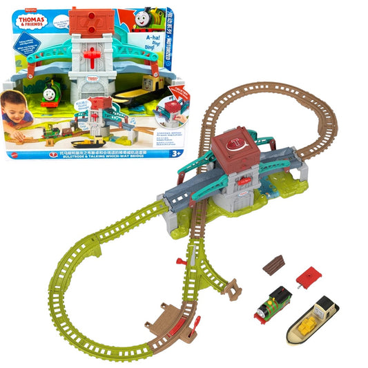 Fisher-Price Thomas & Friends Bulstrode & Talking Which-Way Bridge Train Set – Motorized Percy Track Playset