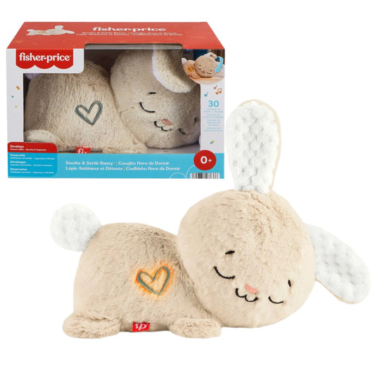 Fisher-Price Soothe & Settle Bunny Plush – Baby Sleep Soother with Music & Lights (0+ Months)