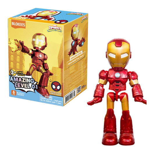 Blokees 74804 Marvel Spidey & His Amazing Friends Iron Man Buildable Figure – Amazing Level 01 Model Kit (Ages 3+)