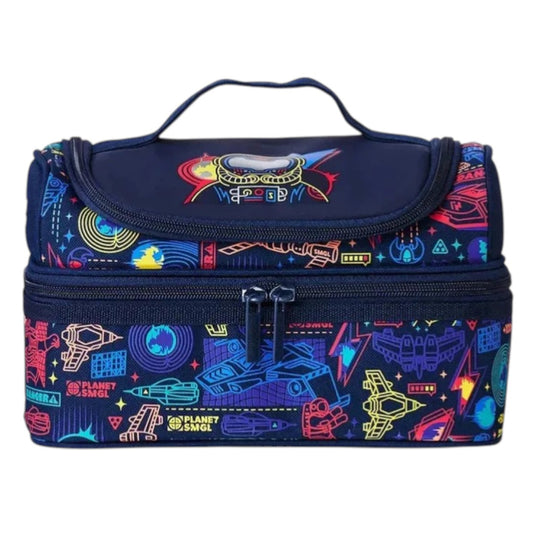 Smiggle Space Print Double Decker Lunch Bag – Insulated Kids Lunch Box Bag with Handle