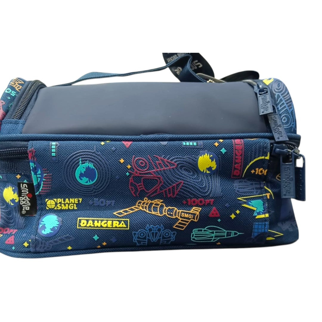 Smiggle Space Print Double Decker Lunch Bag – Insulated Kids Lunch Box Bag with Handle