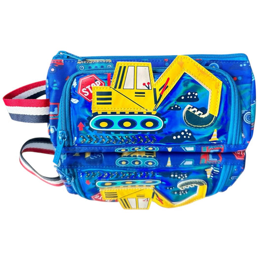 Vest Construction Vehicle Pencil Case – Kids Stationery Organizer with Holographic Front Pocket