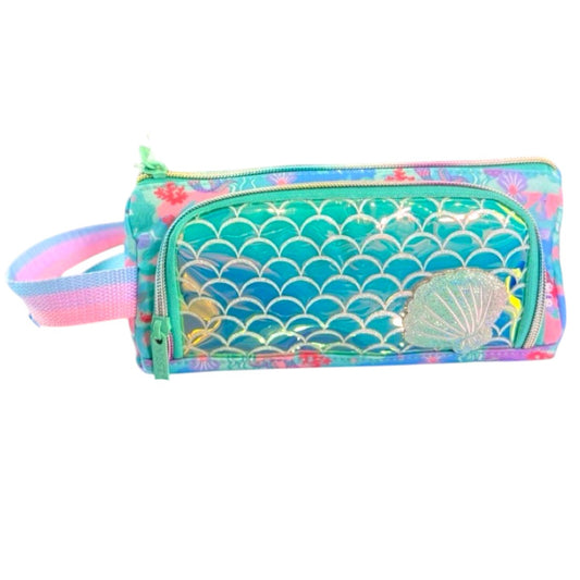 Vest Mermaid Pencil Pouch Case – Kids Stationery Organizer with Holographic Front Pocket