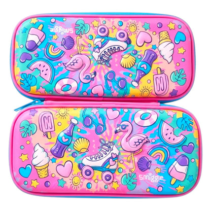 Smiggle Summer Fun Hardtop Pencil Case – Kids Stationery Organizer with Colorful Print