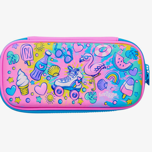 Smiggle Summer Fun Hardtop Pencil Case – Kids Stationery Organizer with Colorful Print