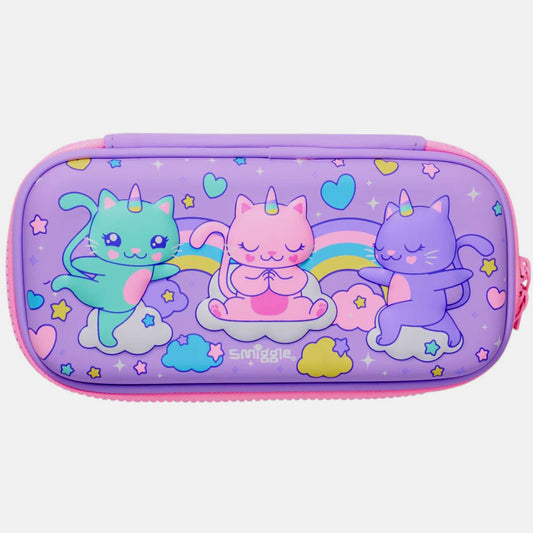 Smiggle Unicorn Cat Hardtop Pencil Case – Kids Stationery Organizer with Cute Pastel Design
