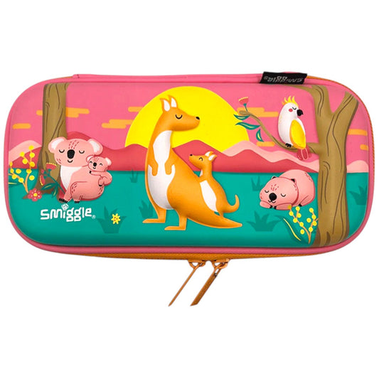 Smiggle Australian Animals Hardtop Pencil Case – Kangaroo & Koala Kids Stationery Organizer