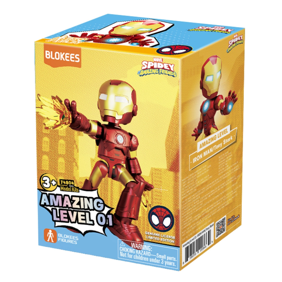 Blokees 74804 Marvel Spidey & His Amazing Friends Iron Man Buildable Figure – Amazing Level 01 Model Kit (Ages 3+)