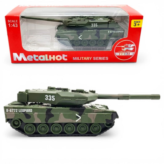 MetalHot Military Tank Die-Cast Model 1:43 Scale – B-6772 Leopard Army Tank Collectible