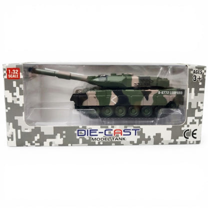 Die-Cast Leopard Tank Model 1:32 Scale – Military Camouflage Army Tank Toy