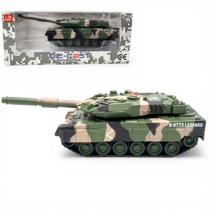 Die-Cast Leopard Tank Model 1:32 Scale – Military Camouflage Army Tank Toy