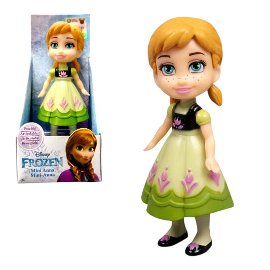 Frozen Mini Anna Doll (8 cmm)  – Disney Princess Collectible Figure with Articulated Arms (Classic Dress)