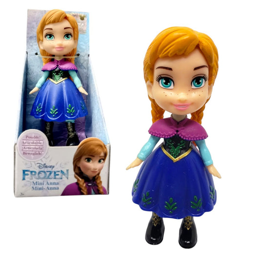 Frozen Mini Anna Doll (8 cm)  – Disney Princess Collectible Figure with Articulated Arms (Royal Dress)