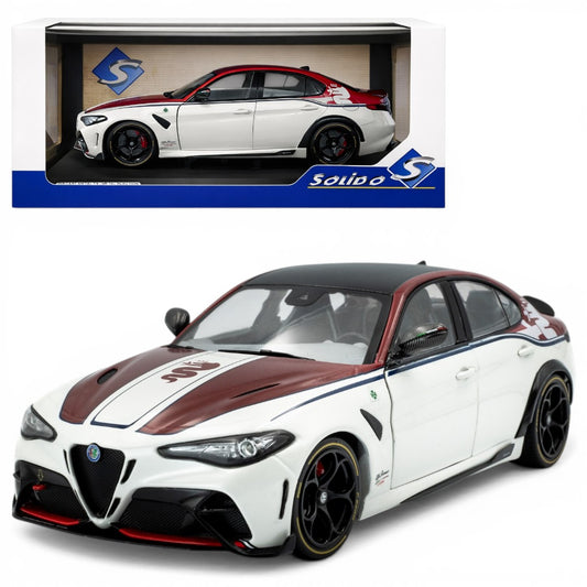 Solido 1:18 Alfa Romeo Giulia GTA Die-Cast Model Car – White & Red Collector Scale Performance Sedan