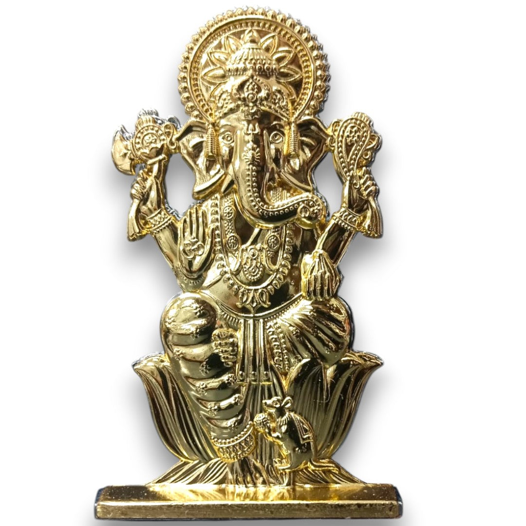 Lord Ganesha Metal Idol Showpiece – 10 cm Decorative Ganpati Statue for Home, Office & Car Dashboard