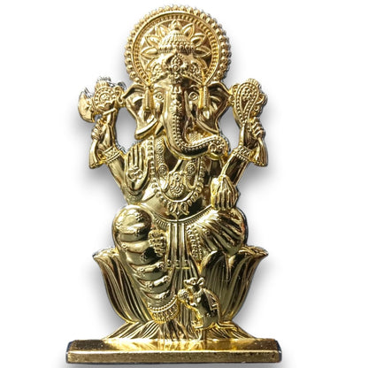 Lord Ganesha Metal Idol Showpiece – 10 cm Decorative Ganpati Statue for Home, Office & Car Dashboard