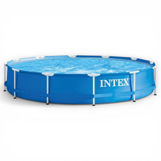 Intex Metal Frame Pool 28210 – 12 ft × 30 in (366 × 76 cm) Round Above Ground Swimming Pool | Rust-Resistant Steel Backyard Pool