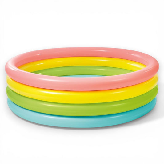 Intex 56441 Sunset Glow Inflatable Kids Pool – 66 in × 1 in (168 × 46 cm) Round Backyard Swimming Pool for Children