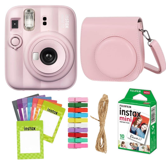Fujifilm Instax Mini 13 Instant Camera + 10 Shot Films + 1x Camera Case + 10X Paper Photo Frame + 10 Photo Hanging Clips (Candy Pink , Mini 13)