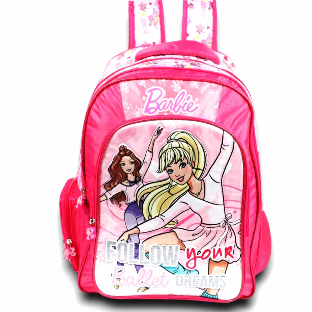 Barbie Kids School Backpack – Pink Ballet Theme School Bag for Girls (41 cm) with Multiple Compartments