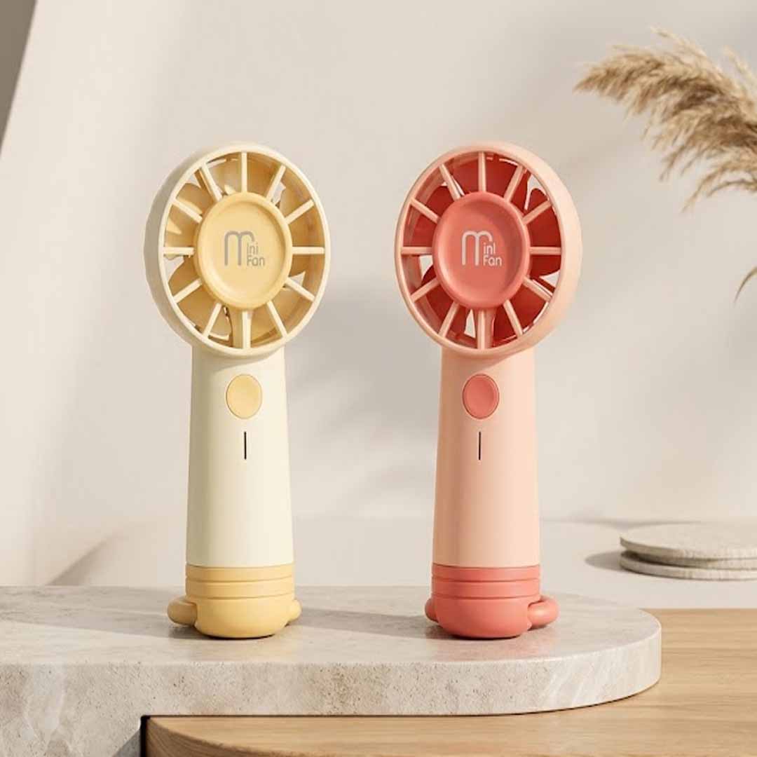 Portable Handheld Mini Fan – Cute Cartoon Personal Cooling Fan with Stand for Travel, Office & Outdoor Use (Pack of 1)
