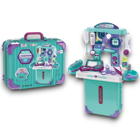 Portable Kids Doctor Play Set with Suitcase – Pretend Medical Kit Toy with Stethoscope, Syringe, Medical Tools & Foldable Clinic Table for Children (3+ Years)