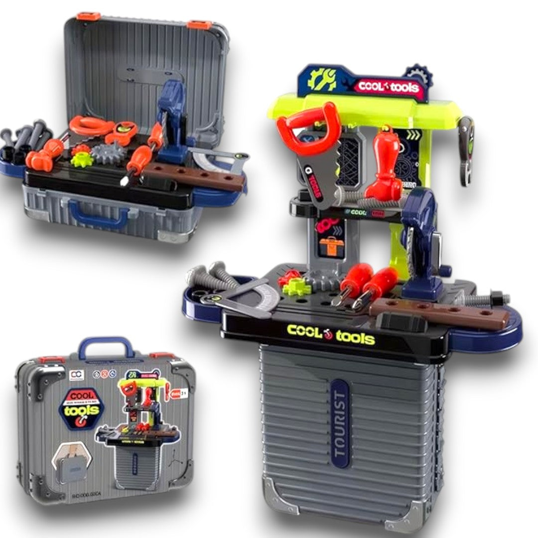 Portable Tool Set Playset – Kids Workshop Tool Kit with Carry Case & Accessories (3+ Years)