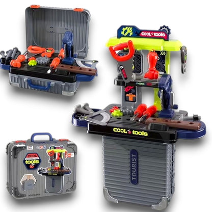 Portable Tool Set Playset – Kids Workshop Tool Kit with Carry Case & Accessories (3+ Years)