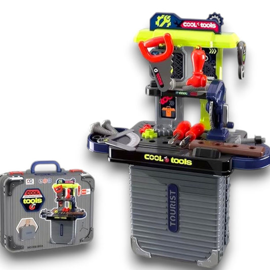 Portable Tool Set Playset – Kids Workshop Tool Kit with Carry Case & Accessories (3+ Years)