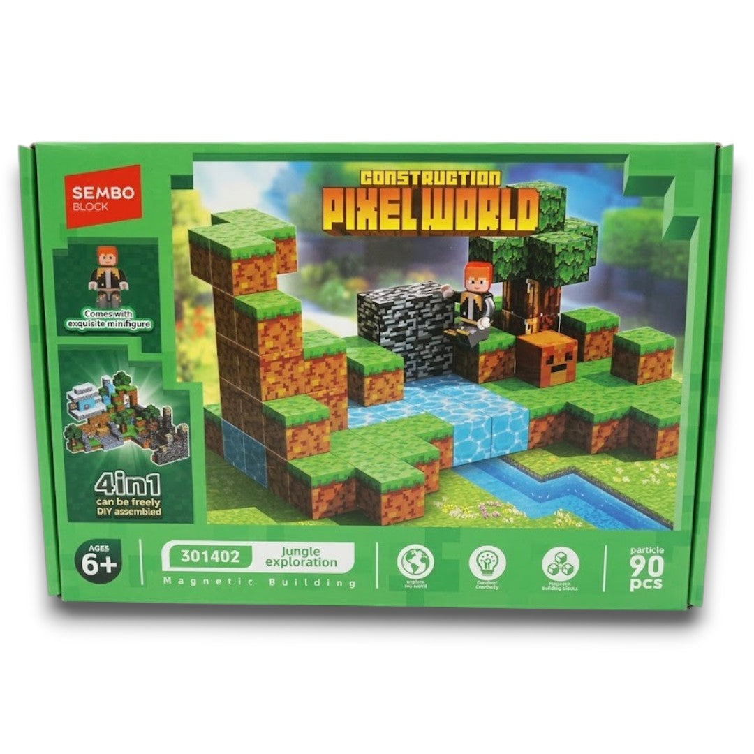 Construction Pixelworld Building Block Set – 4-in-1 Jungle
